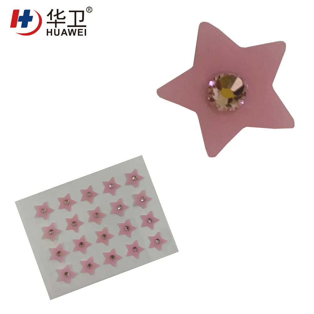 Cover and treat acne, acne patch/Pink five-pointed star acne patch set with artificial diamond